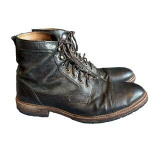 Trask Lowell Leather Lace Up Boot Men's 9 Distressed Black Chukka